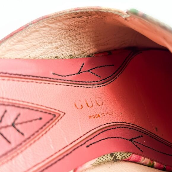 Gucci Princetown Pink Bloom Supreme GG Horsebit Mules Slippers Canvas Loafers - Picture 5 of 12